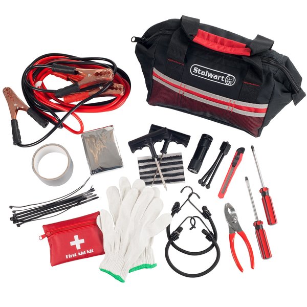 Stalwart Roadside Emergency Car Kit - 55-Piece Set Includes Jumper Cables and Accessories by Red 337141ICR